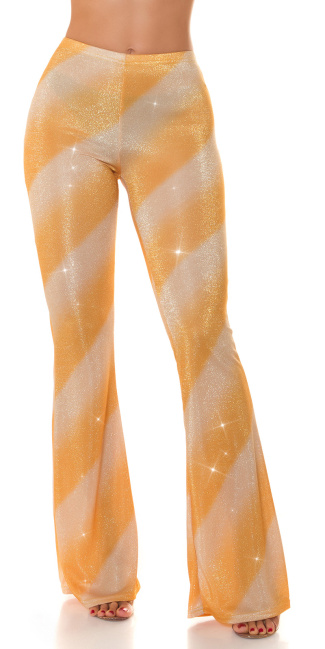 Party flarred pants with glitter gradient Gold
